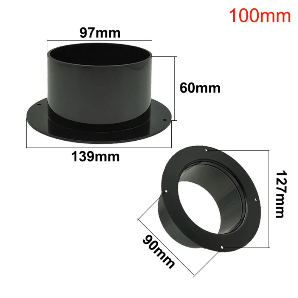 ABS Round Wall Flange Connector – Black Ventilation Pipe Joint
