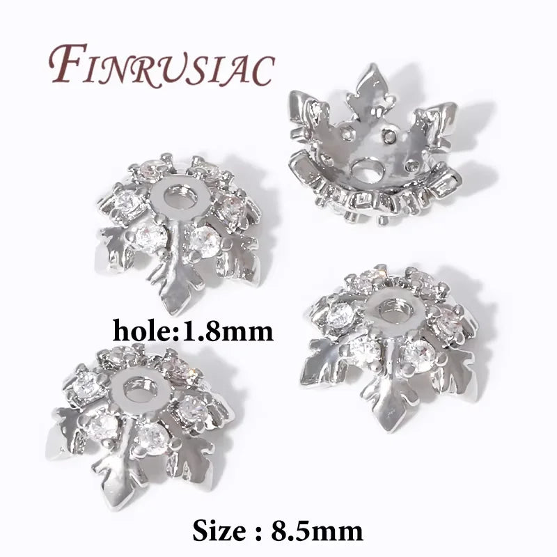 8.5mm Zircon Flower Bead Caps – 18K Gold Plated Brass DIY Jewelry