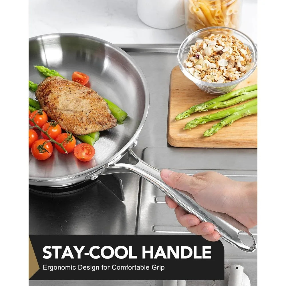 MICHELANGELO 8-Inch Stainless Steel Frying Pan – Induction & Gas