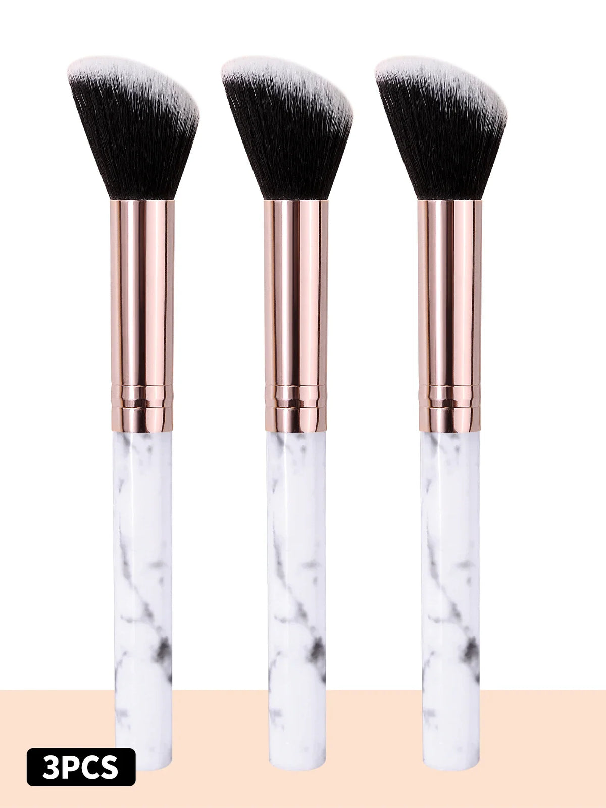 3-Piece Facial Contour & Blush Makeup Brush Set | Korean Style