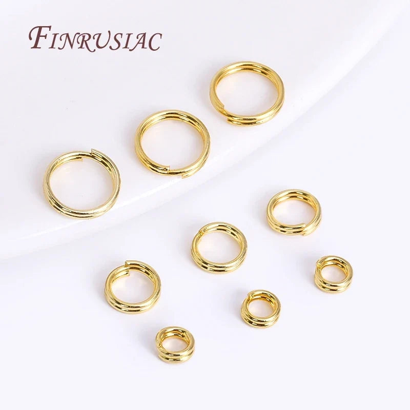100Pcs 18K Gold Plated Brass Double Loop Jump Rings | DIY