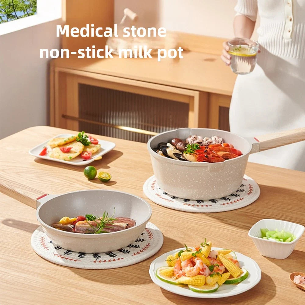 FEB.WIND Nonstick Milk Pot with Lid – Die Cast Soup & Baby Pan