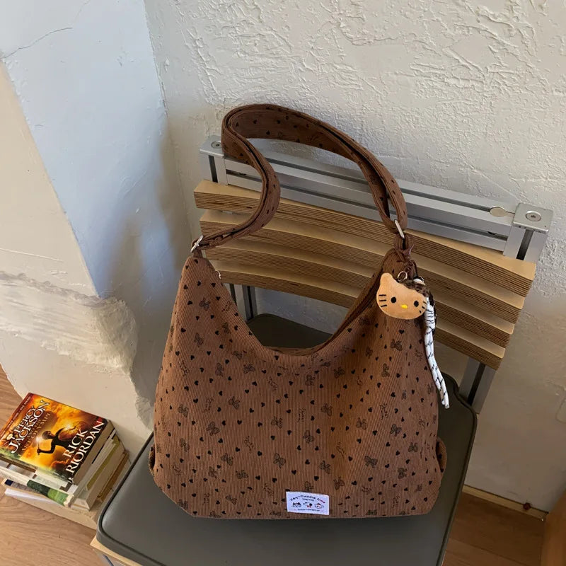 Women's Large Capacity Corduroy Shoulder Crossbody Bag