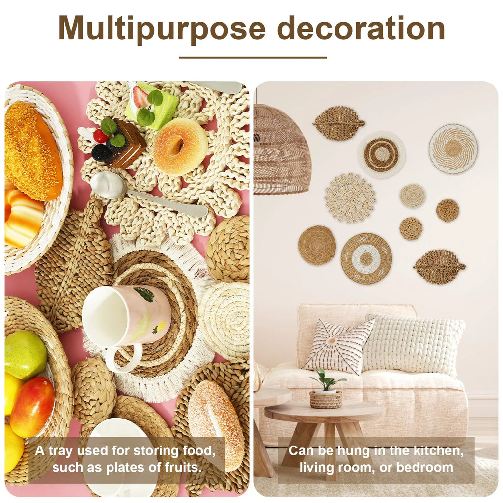 10-Piece Handcrafted Rattan Wall Basket Decor Set | Rustic Boho