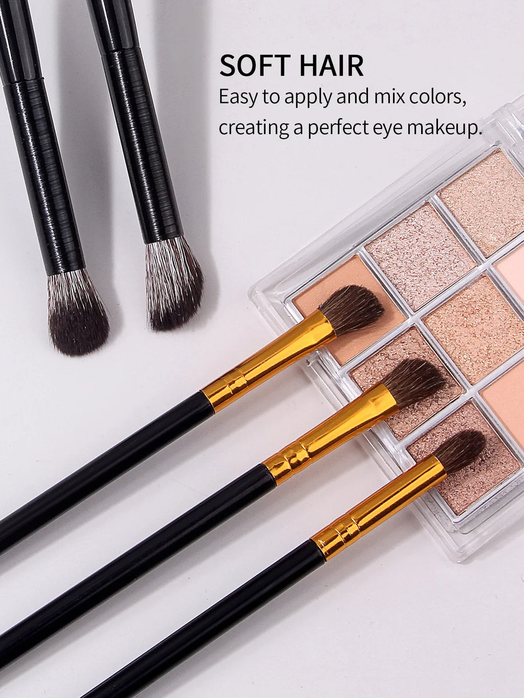 5-Piece Professional Eyeshadow Brush Set – Black Gold Handle