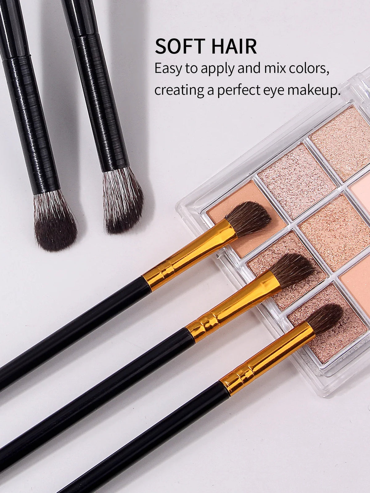5-Piece Professional Eyeshadow Brush Set – Black Gold Handle