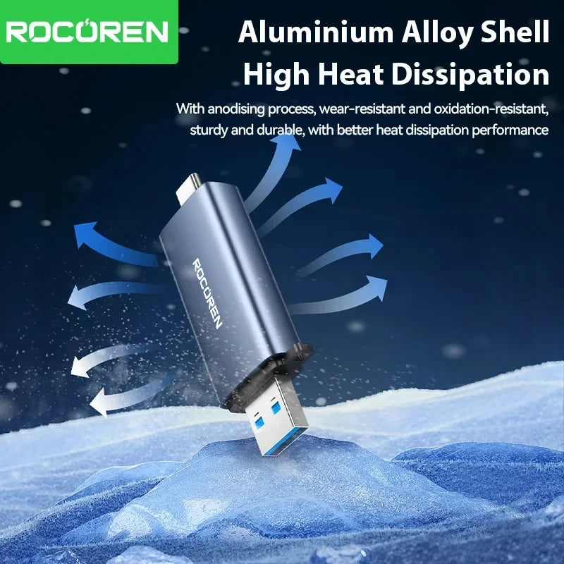 Rocoren 2-in-1 USB 3.0 Card Reader USB-A & USB-C SD/TF 2TB