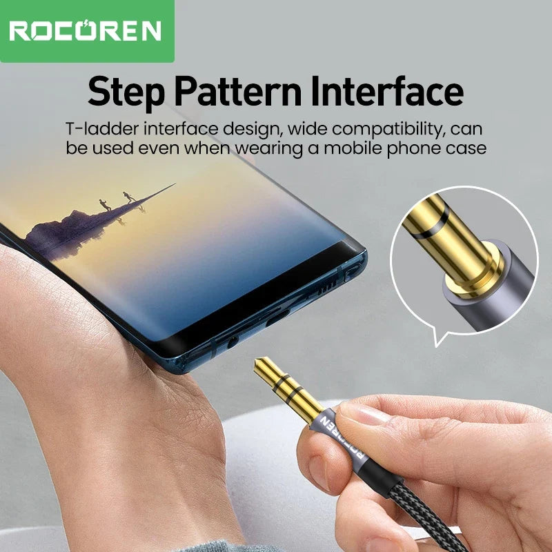 Rocoren 3.5mm Male to Male AUX Audio Cable 5M | Silver Black