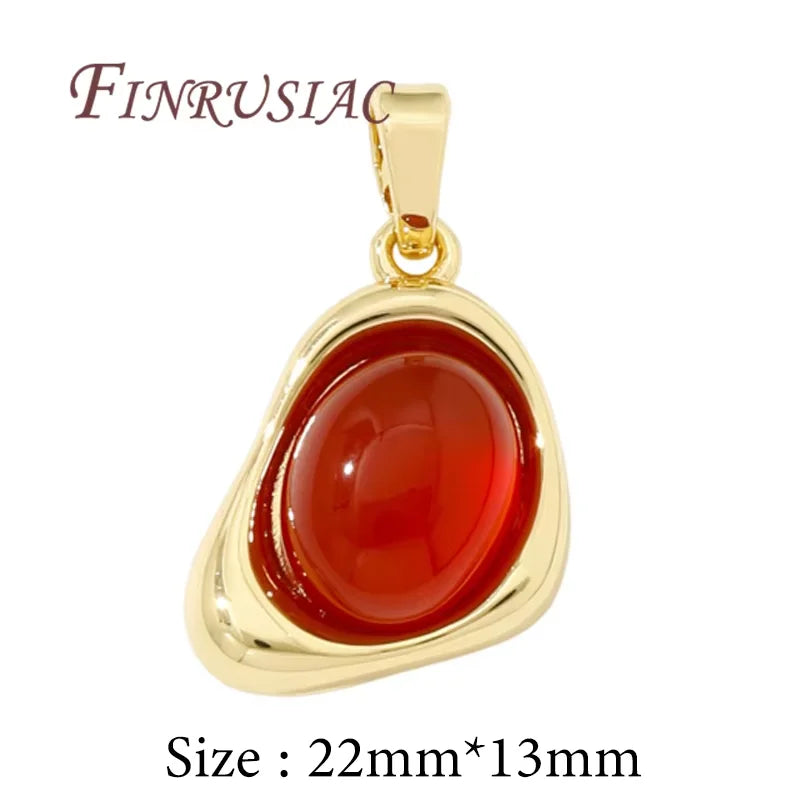 18K Gold Plated Natural Stone Charms – DIY Jewelry Pendants
