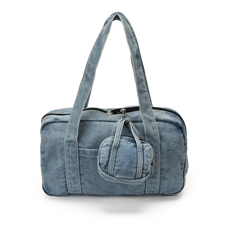 Women's Large Capacity Denim Shoulder Tote Bag | Casual Commuter