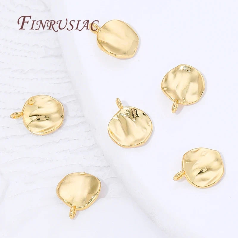 18K Gold Plated Round Charms 6mm 8mm – DIY Jewelry Findings