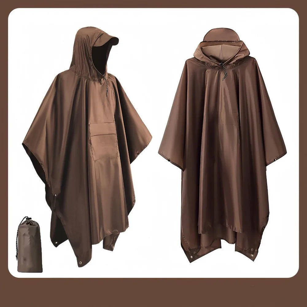 3-in-1 Hooded Waterproof Raincoat – Lightweight Outdoor Poncho