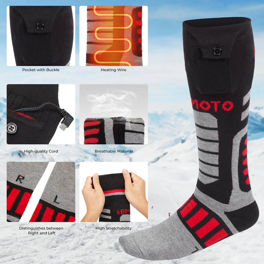 KEMIMOTO Heated Socks Unisex Thickened Winter Outdoor Warm