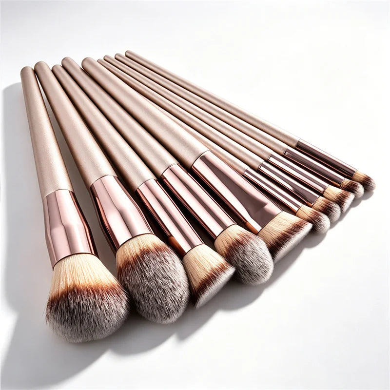10-Piece Makeup Brush Set – Soft Bristles & Wood Handle