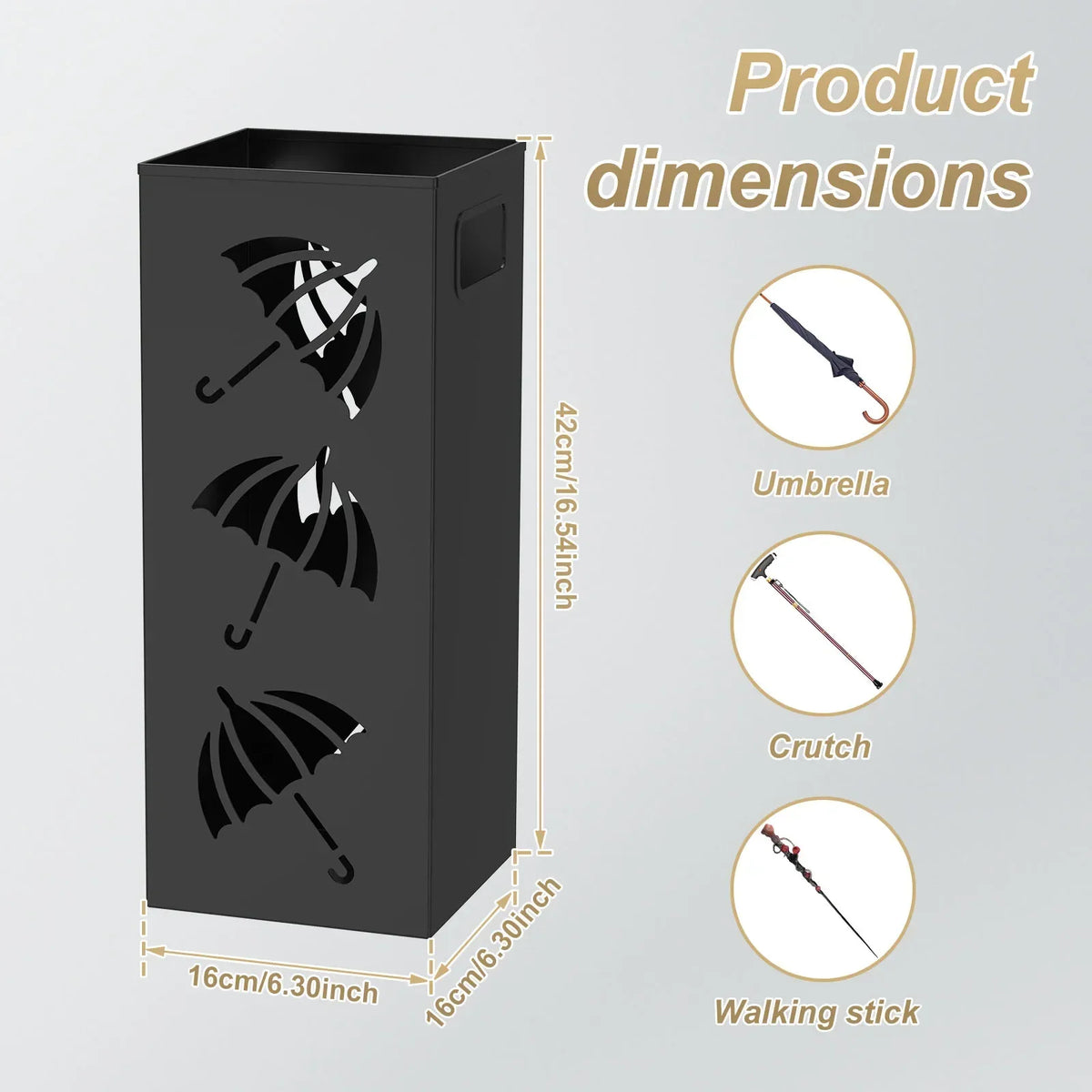 Metal Hollow Umbrella Stand with Handle – Modern Organizer