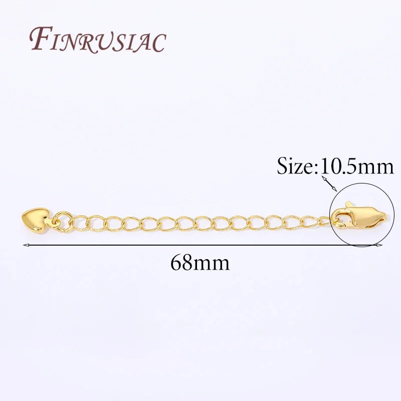 18K Gold Plated Extension Tail Chains with Lobster Clasps – 5 Pack