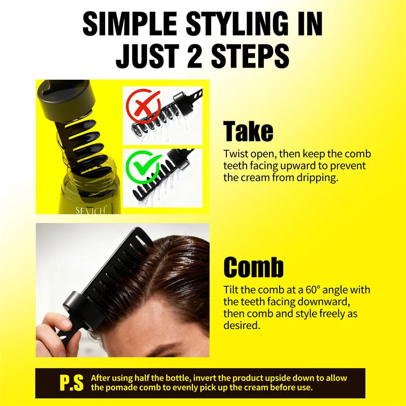 Sevich 260ml Hair Wax Gel & Comb – Strong Hold Men's Styling