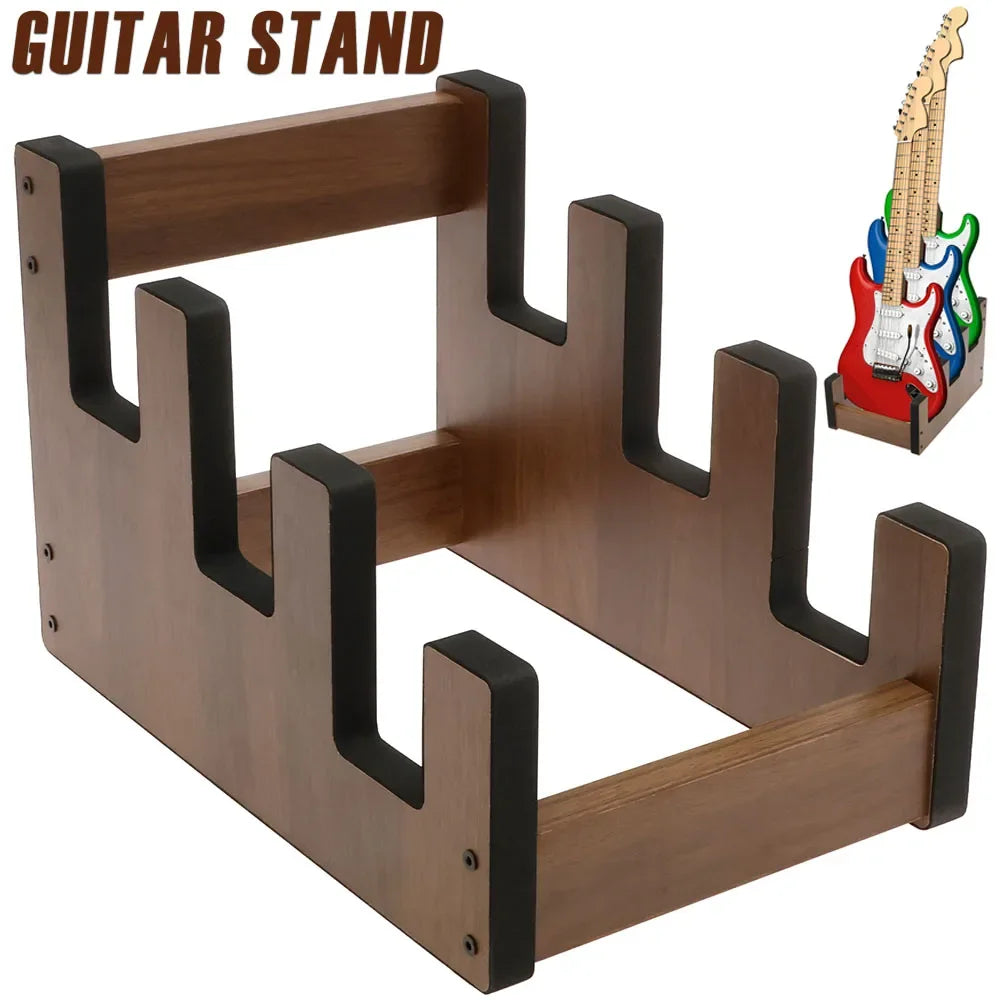 Willstar 3-Guitar Plywood Stand – Non-Slip Electric Bass Rack