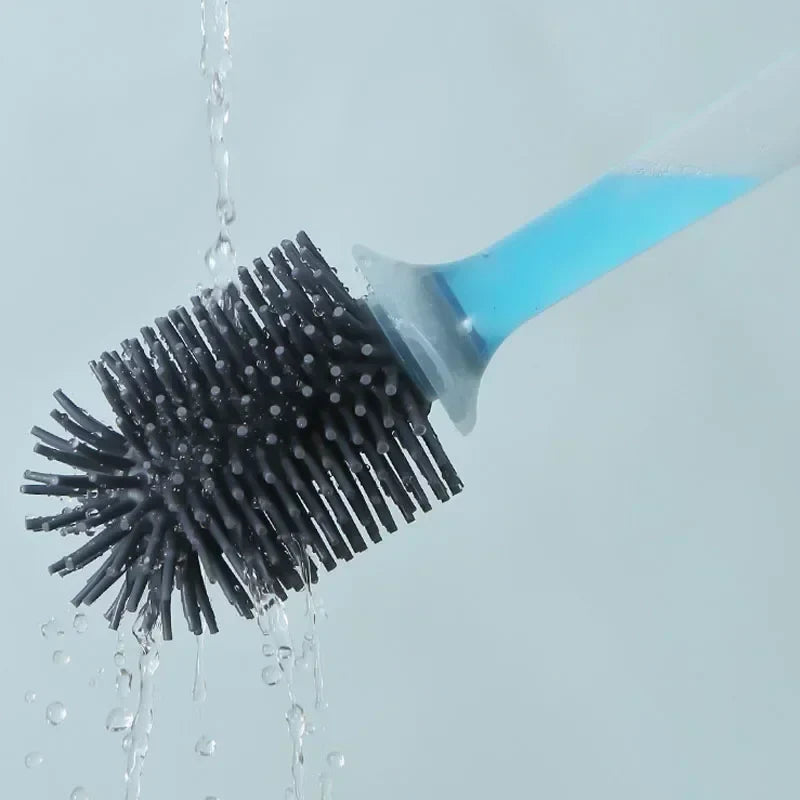 Refillable Silicone Toilet Brush Set – Wall-Mounted with Holder