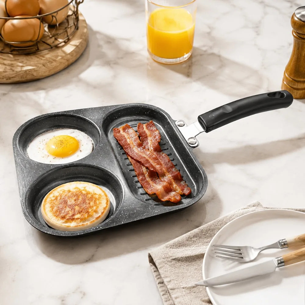 3-in-1 Non-Stick Divided Breakfast Skillet – Egg & Bacon Pan