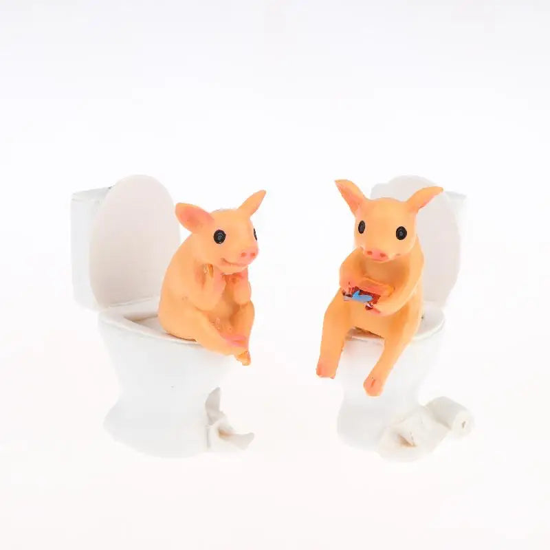 Funny Pig on Toilet Resin Figurine – Whimsical Home Decor