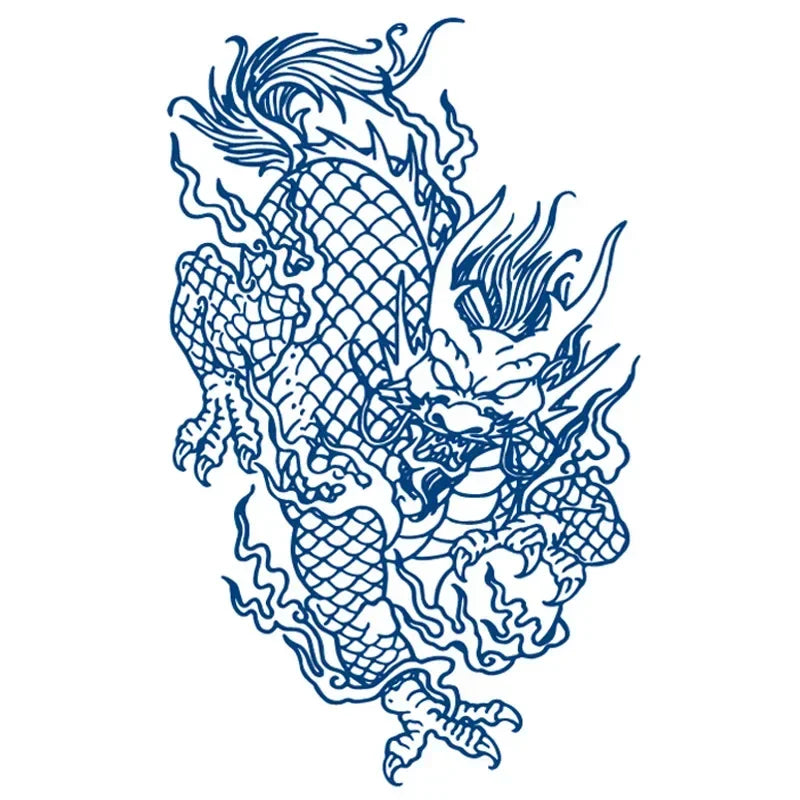 Blue Snake Temporary Tattoo Sticker – Waterproof Body Art