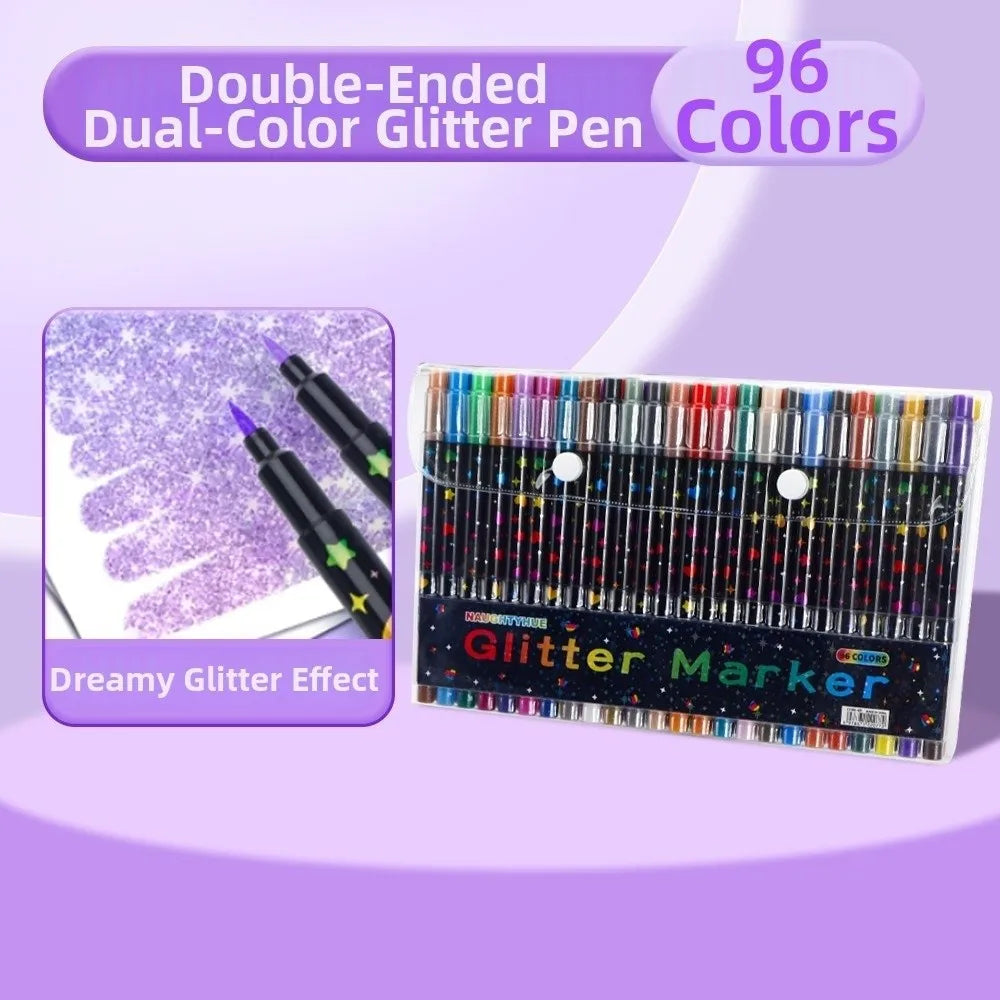 Double-Ended Glitter Pens 24–96 Colors Watercolor Marker Set