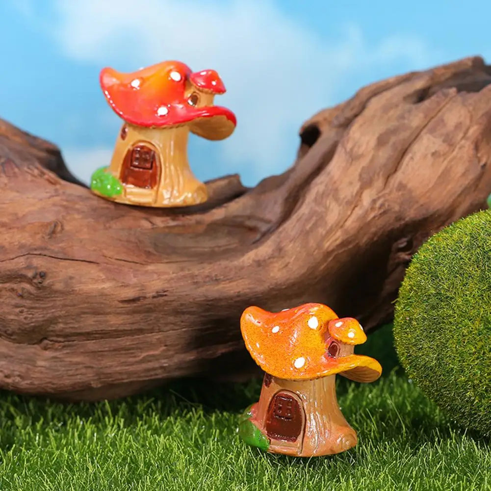 Resin Mushroom House Fairy Garden Miniature Ornament Decor