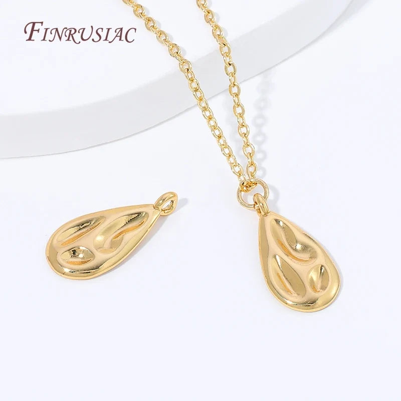 18K Gold Plated Teardrop Charms | Brass Water Drop Pendants