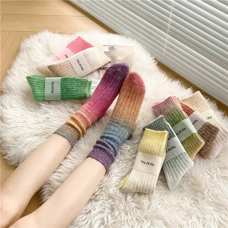 Women's Thick Thermal Gradient Knit Socks – 2 Pairs