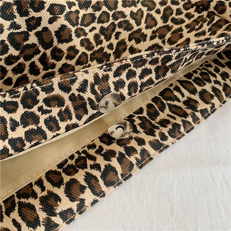 Leopard Print Large Capacity Crossbody Tote Shoulder Bag