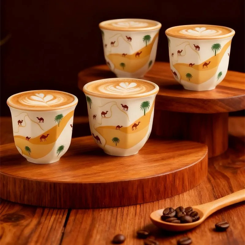 Middle Eastern Ceramic Espresso Cup – Desert Camel Retro Design