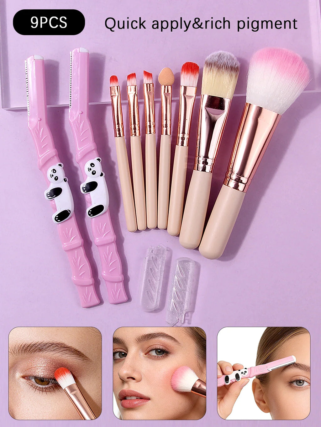 9PCS Mini Makeup Brush Set – Travel Foundation & Eyeshadow Kit