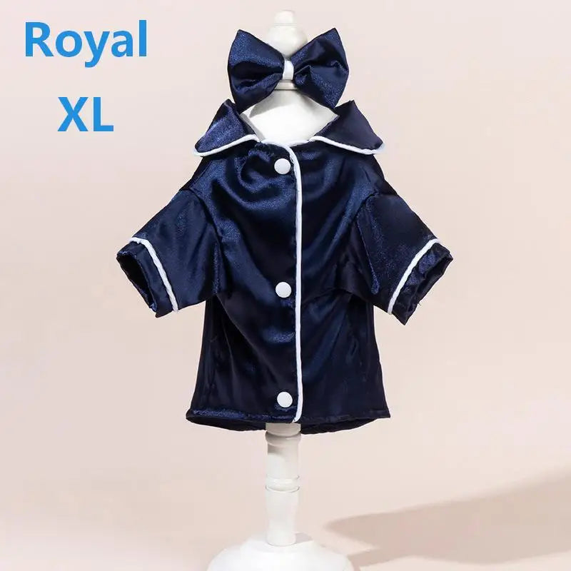 Satin Dog Pajamas Set with Bow Headband | Soft Pet Sleepwear