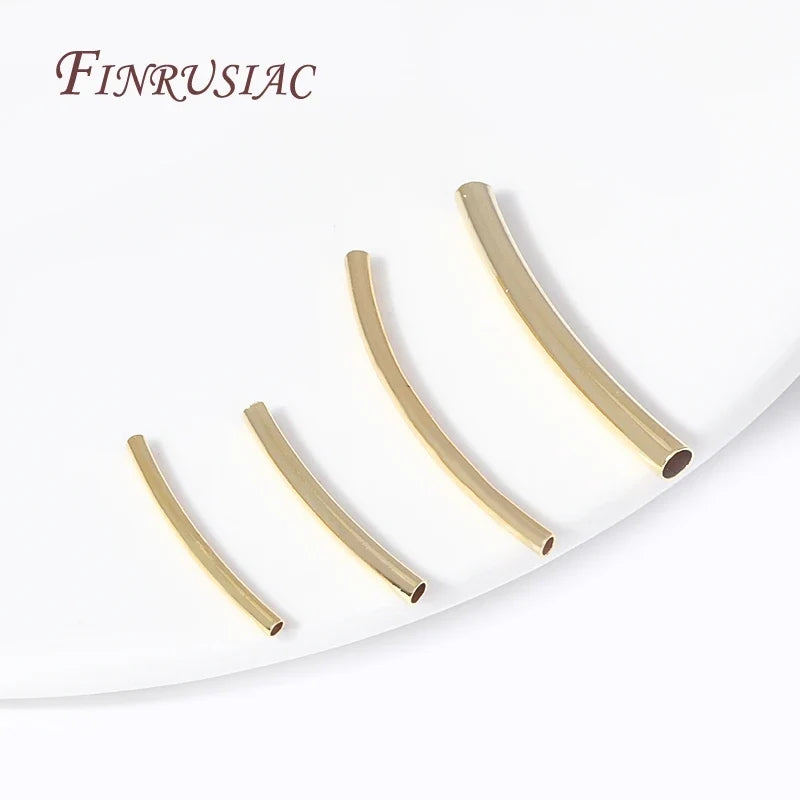 50 Pcs 18K Gold Plated Curved Tube Beads – DIY Jewelry Making