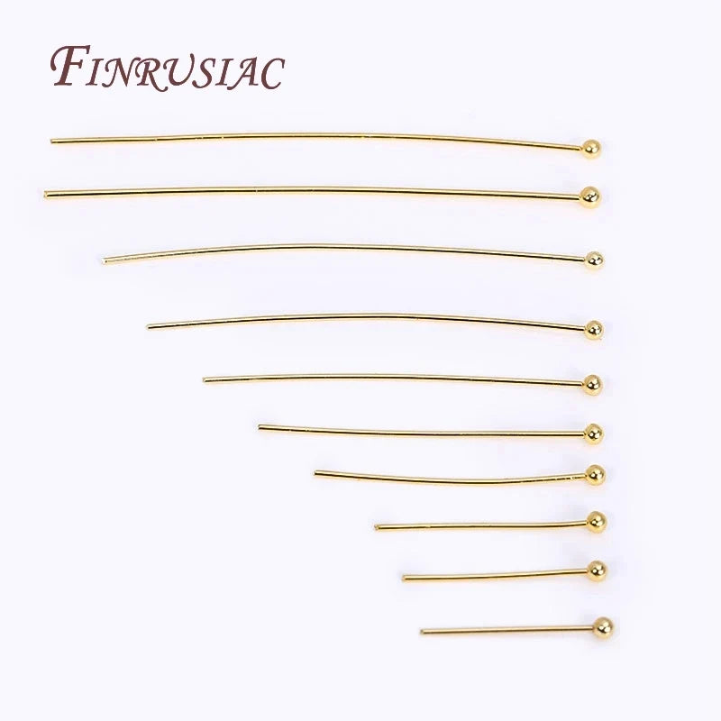 50 Pcs 18K Gold Plated Brass Ball Head Pins for DIY Jewelry