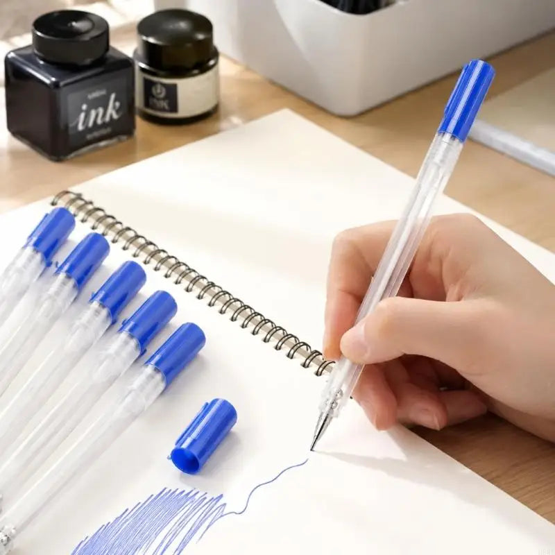 Refillable Empty Marker Pen Barrels – Transparent, Blue Cap