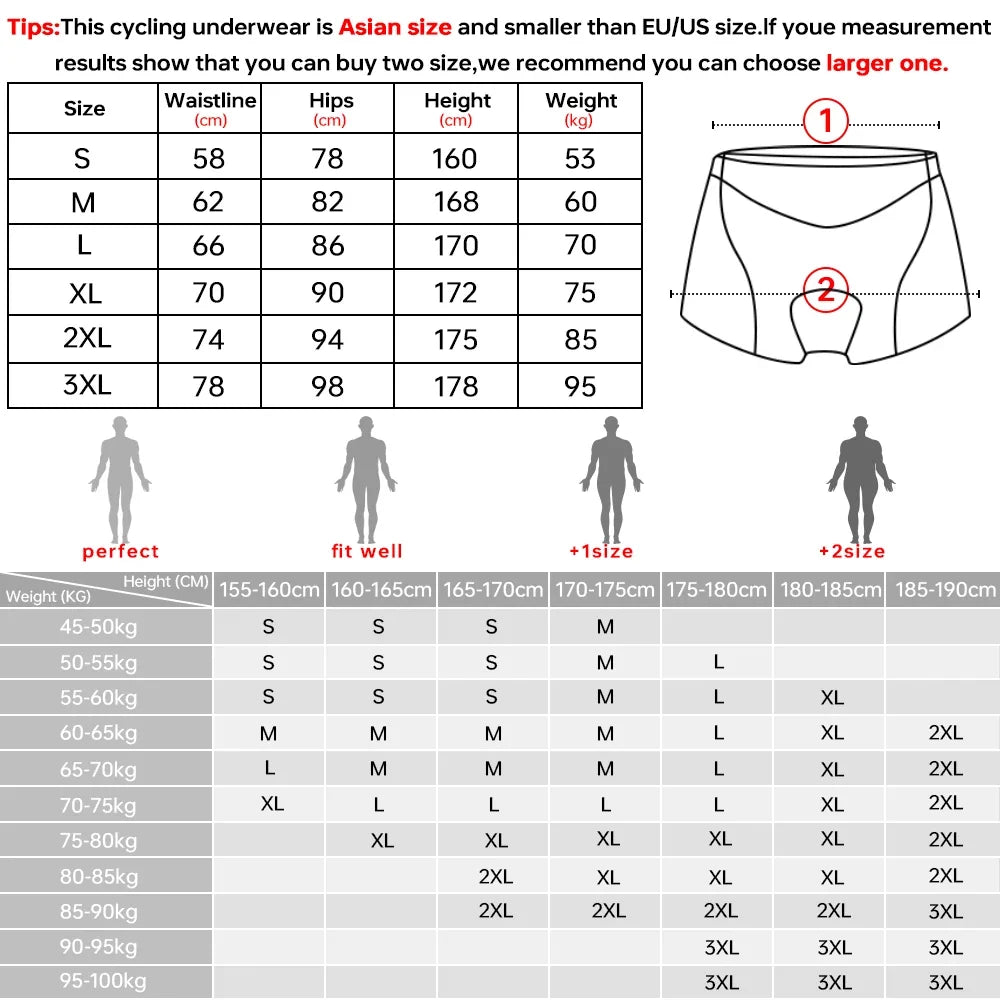 X-TIGER Men's 5D Gel Pad Cycling Underwear Shorts | MTB Road