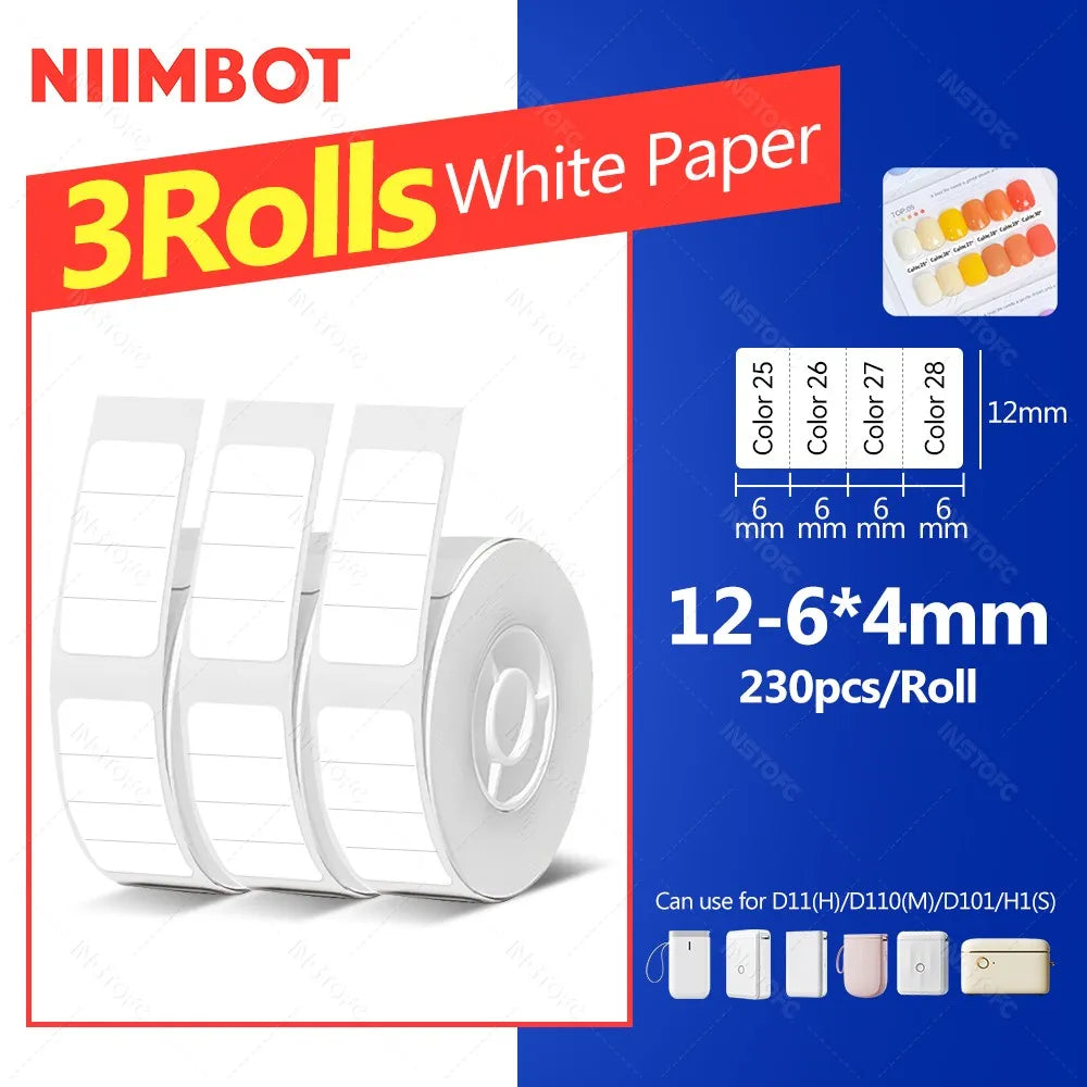 Niimbot Thermal Label Paper – Waterproof White Tape D11 D110