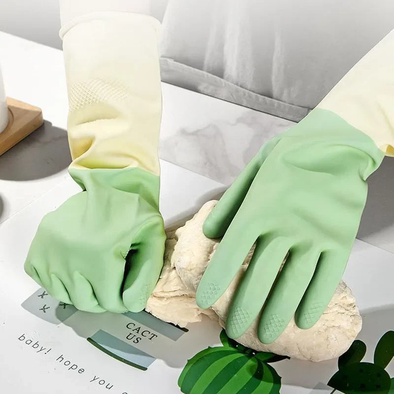 Thick Waterproof Latex Kitchen Gloves | Mint Green Rubber