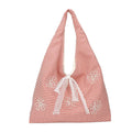 Women's Plaid Shoulder Bag with Embroidered Flowers | Large