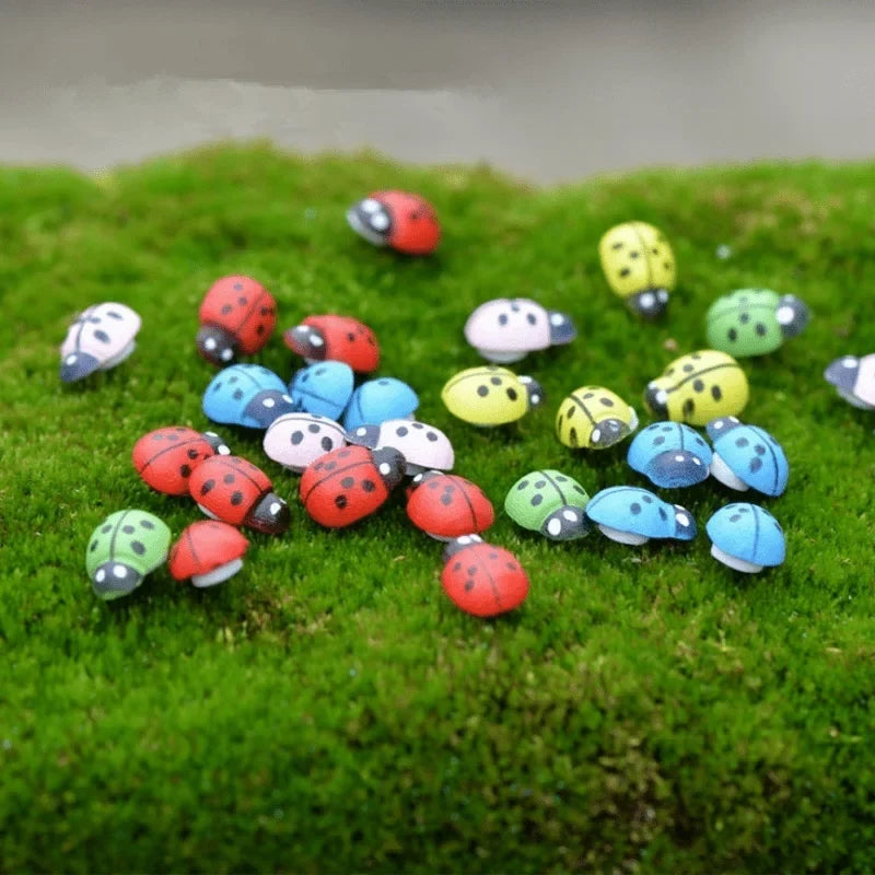 100Pcs Wooden Mini Ladybug Stickers – Self-Adhesive DIY Craft