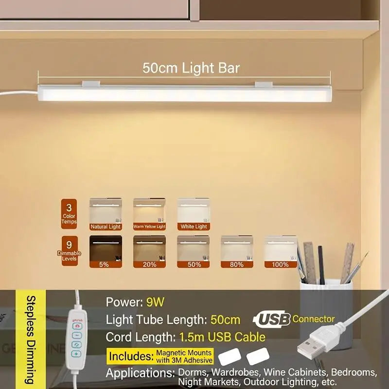 Dimmable LED Light Bar – 3 Color Modes & 9 Brightness Levels