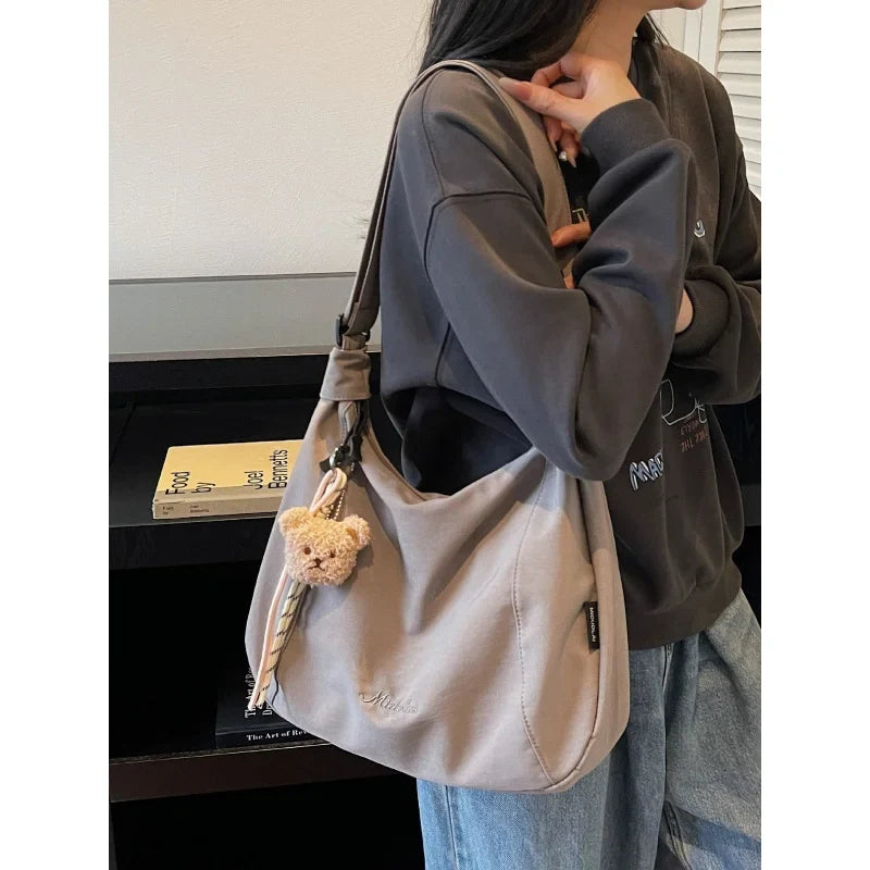 Japanese Canvas Tote Bag – Large Shoulder & Crossbody Bag