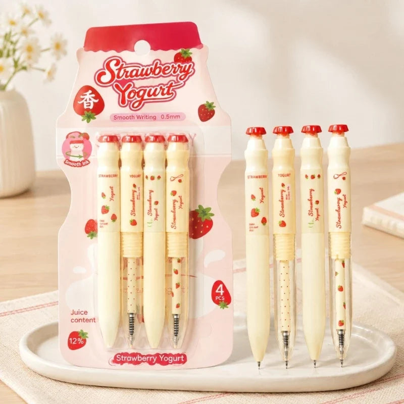 Scented Black Gel Pen Set – Twist-Retractable 4 Pack