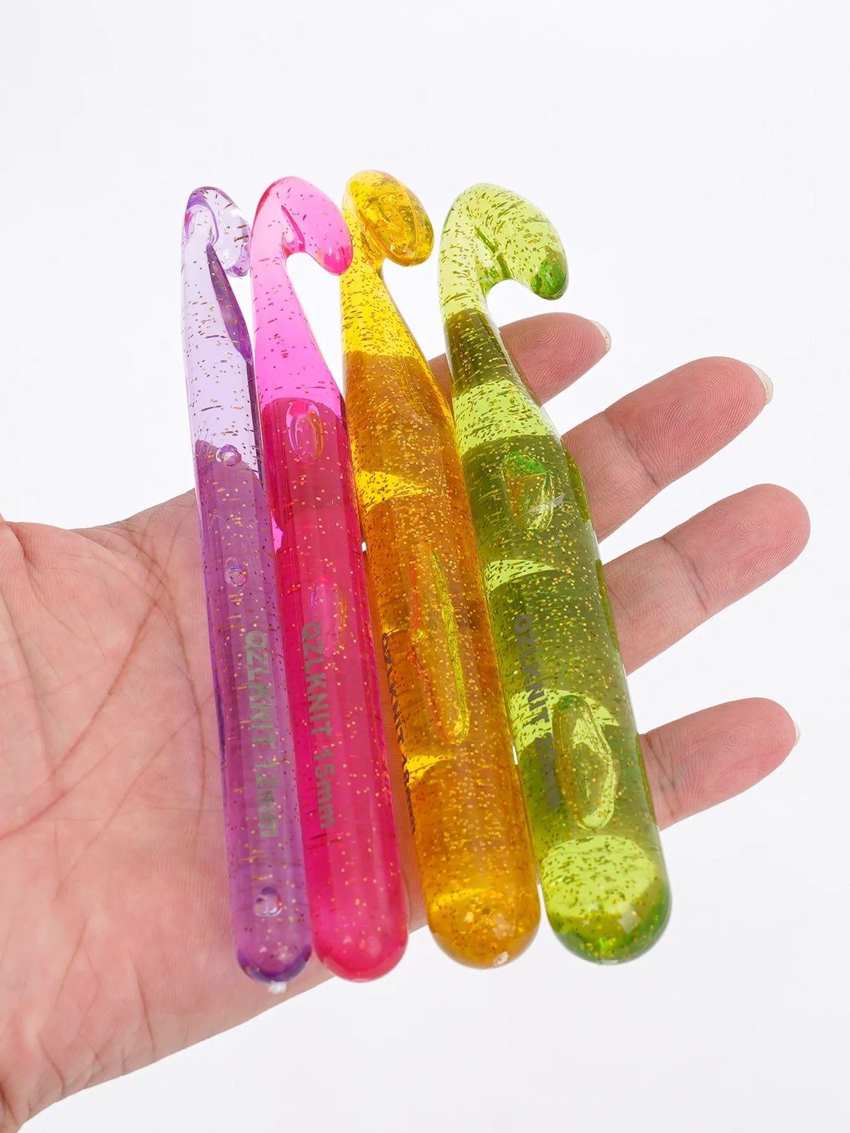 Gold Glitter Chunky Crochet Hook Set – 12–20mm Extra Large 4 Pcs