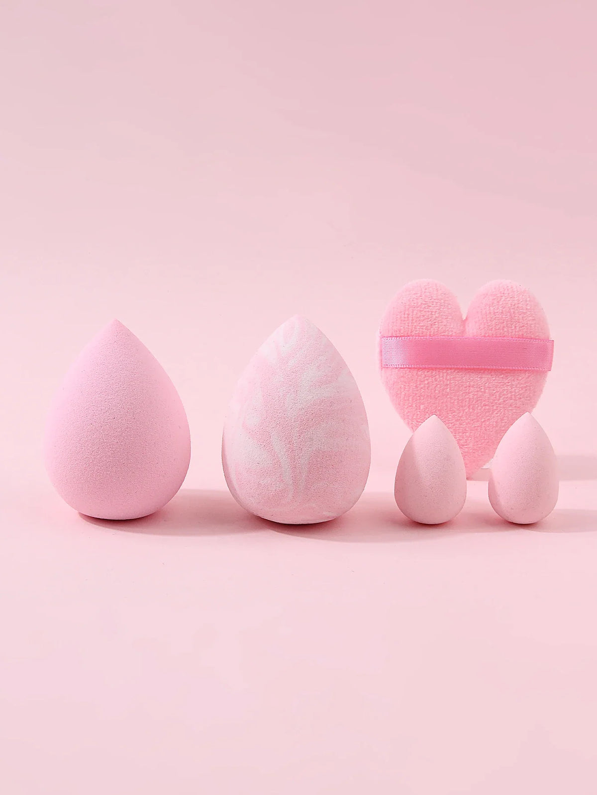 5-Piece Multi-Shape Makeup Sponge Set with Heart Puff