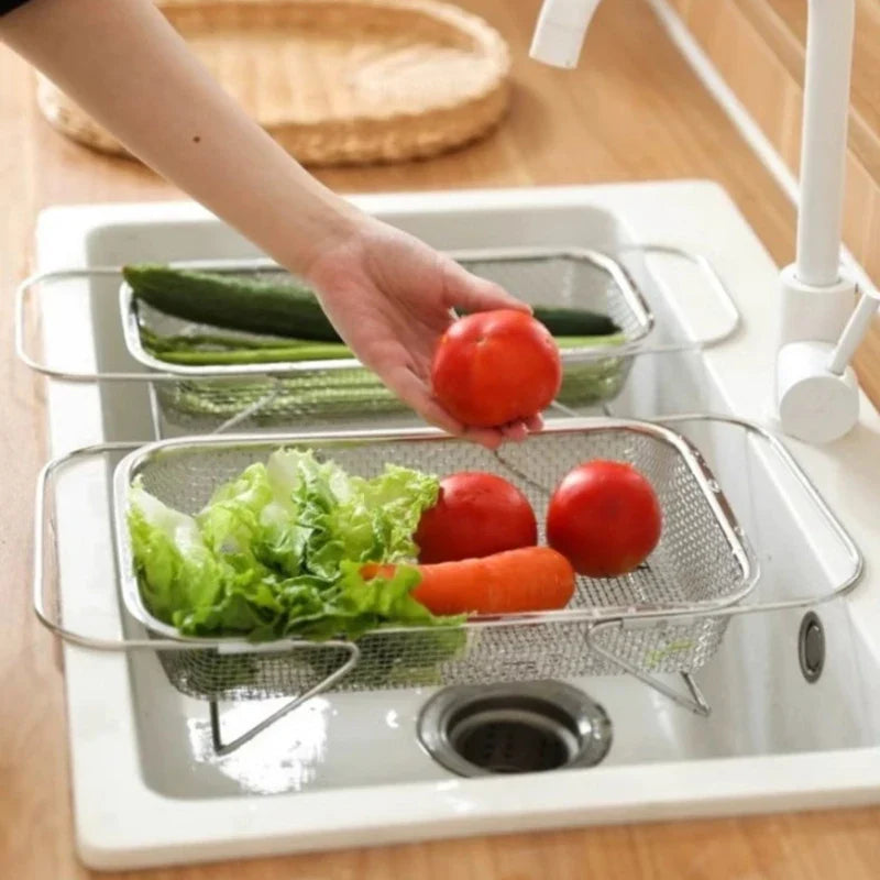 Stainless Steel Telescopic Sink Draining Rack & Organizer