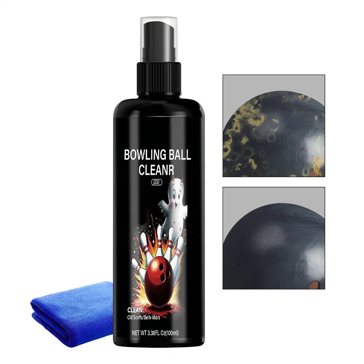 100ml Bowling Ball Cleaning Kit with Microfiber Towel | 2 Pc Set