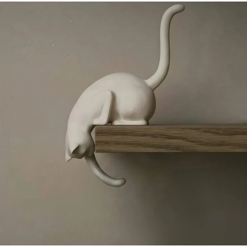 Witchy Gothic Cat Shelf Sitter Statue with Hanging Lantern